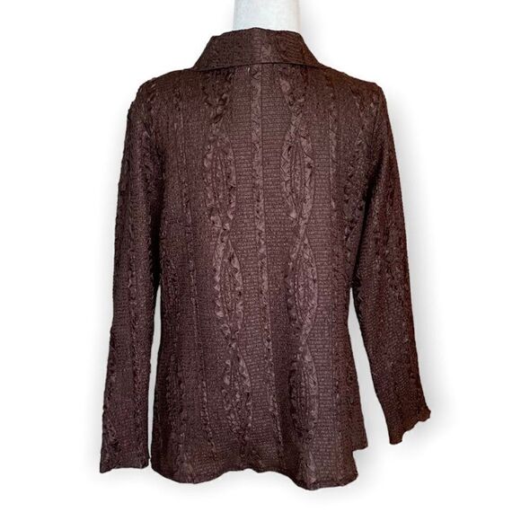 Pretty Angel Anthropoligie Silk Rayon Button Front Crinkle Fabric Blouse SZ M - Picture 2 of 10